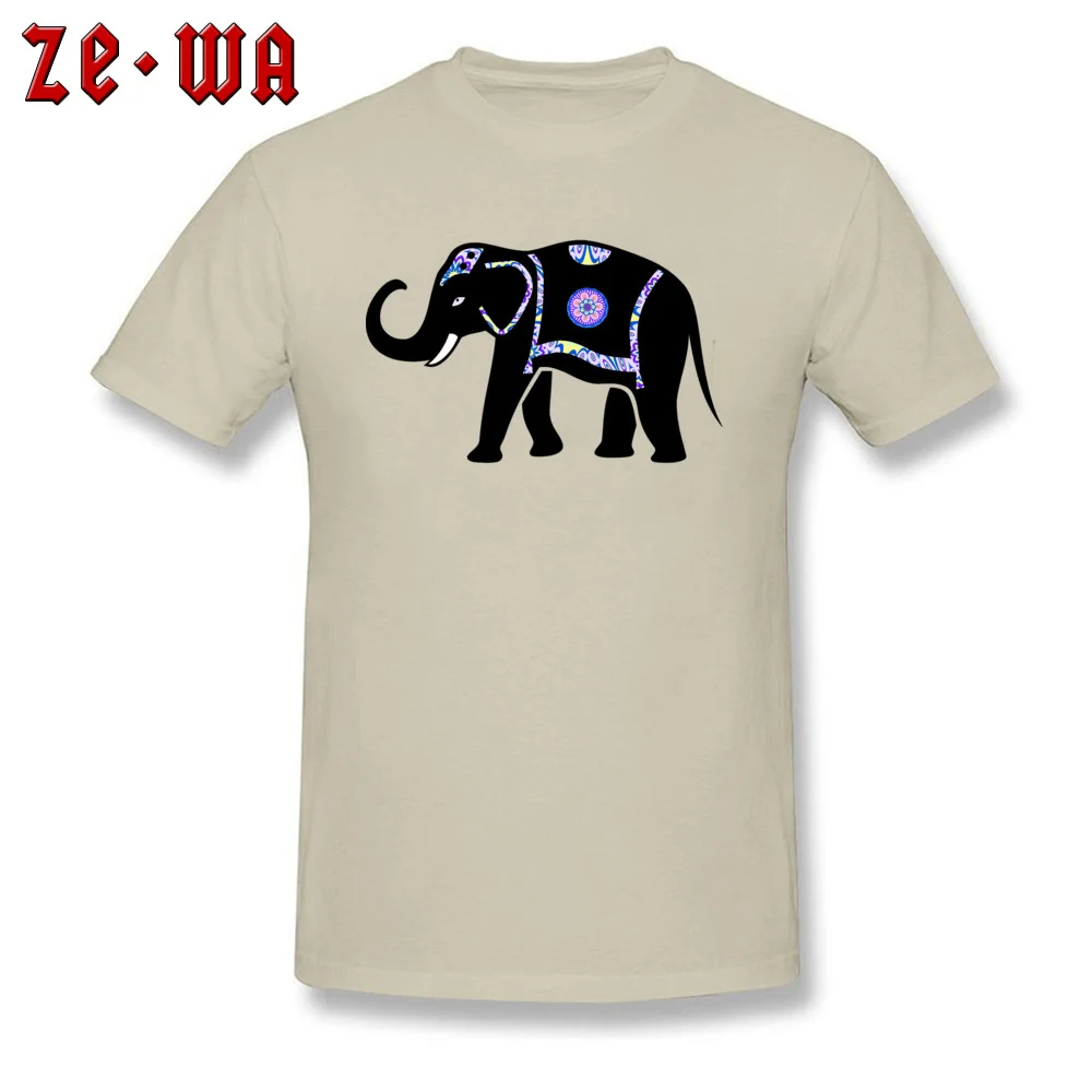 Big Black Thailand Elephant Summer/Autumn All Cotton O-Neck Tees Short Sleeve Fashionable Tee-Shirts Discount Normal T-Shirt Big Black Thailand Elephant  beige