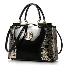 Nouvelle Mode En Cuir Verni Fleur Imprimer Femmes PU Sac à Bandoulière En Cuir Femmes Sacs À Main Totes Laarge Sequin Sac Messenger Sac