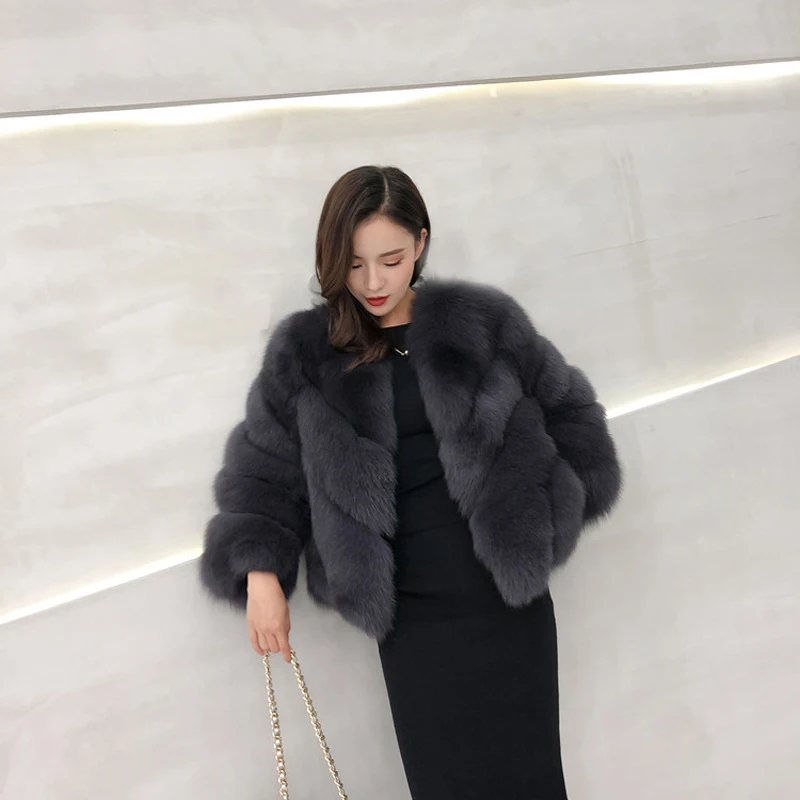 Зимнее меховое пальто корейское женское короткое пальто большой размер 4XL пальто из искусственного меха короткая женская шуба из искусственного лисьего меха