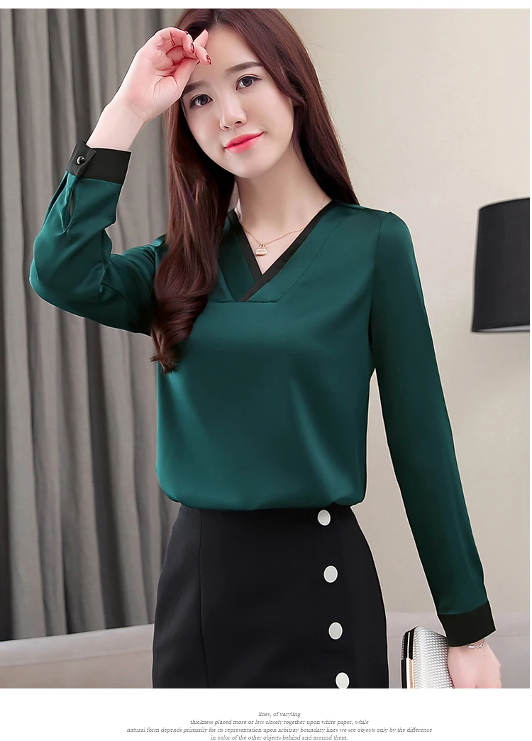 Весна Модная женская блузка с длинным рукавом корейский яркий размеры для женщин футболка шифоновая блузка плюс Свободные 1755 50