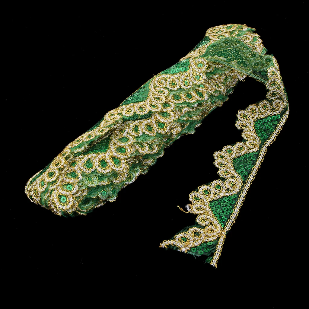 10 Yards Lace Trim /Ribbon Sequin Beaded Dress Edge Sewing Knitting Ornaments, Wedding Party Embellishments 45mm
