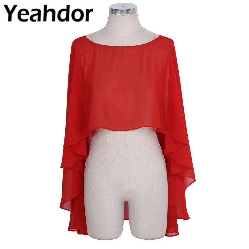 

Womens Ladies Soft Lightweight Chiffon High Low Shawl Wedding Capes Shrug Bridal Long Shawl and Wraps Formal Dress Cover Up