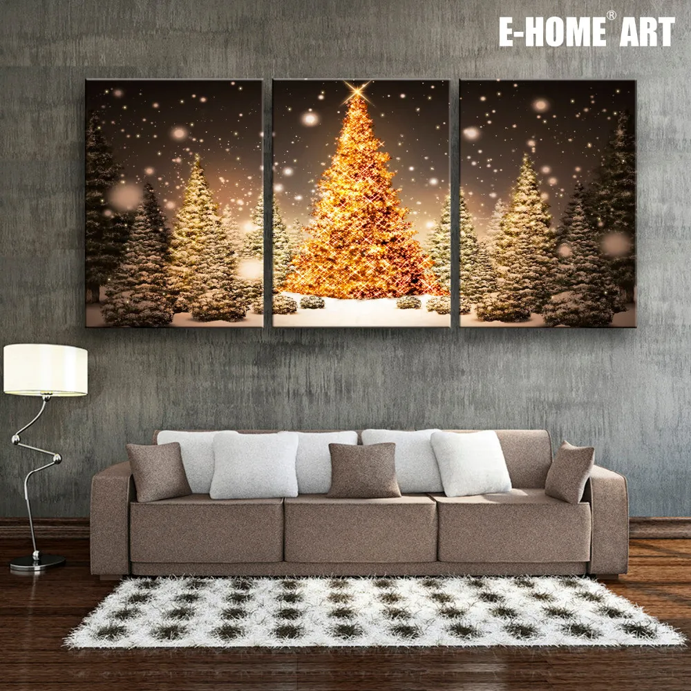 Uitgerekt Canvas Prints Kerstboom In Sneeuw Kerst Serie Led Knippert Glasvezel Led Wall Art Decoraties|canvas prints|led arttree canvas print - AliExpress