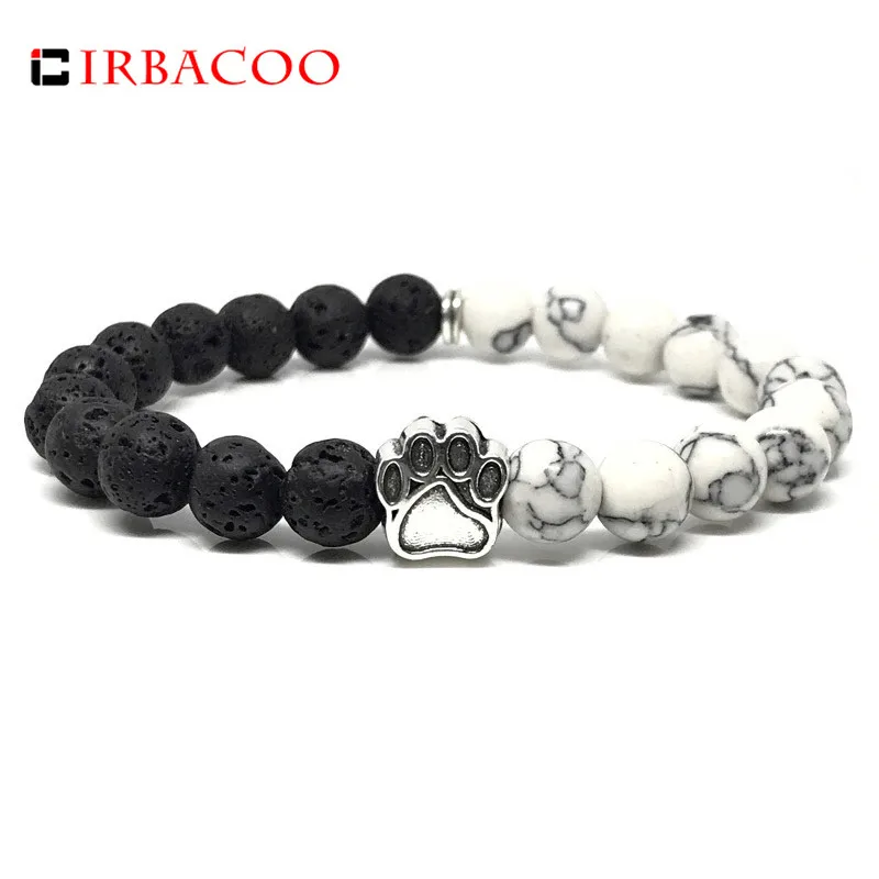 IRBACOO 2020 новый модный мужской браслет собака Лапа очаровательные с лавой и белыми