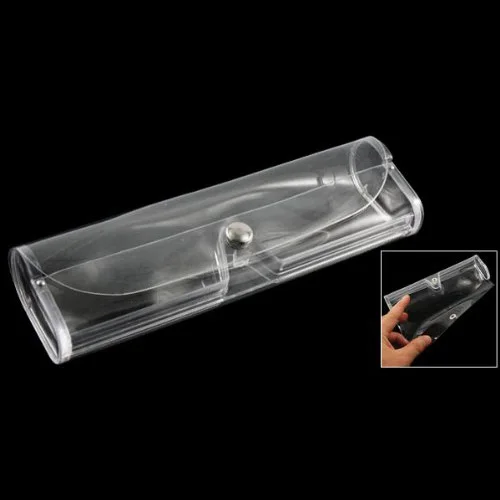 NEW Practical Press Button Closure Clear Soft Plastic Eyeglasses Case NEW Practical Press Button Closure Clear Soft Plastic Eyeglasses Case