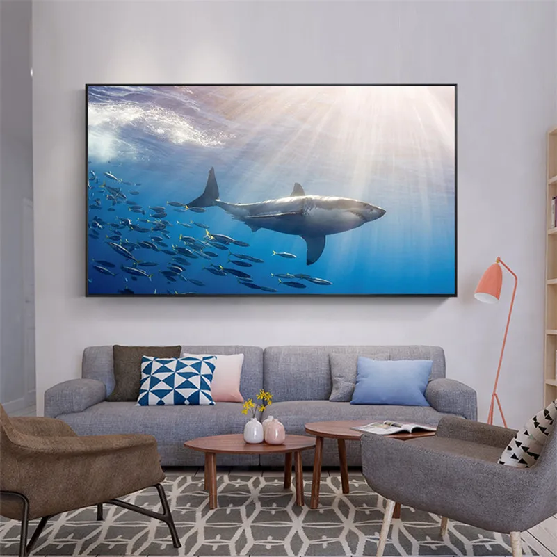 

Sea Animal Fish Goldfish Dolphin Shark Poster Wall Pictures for Living Room Decoration Maison Canvas Painting Cuadros Decoracion