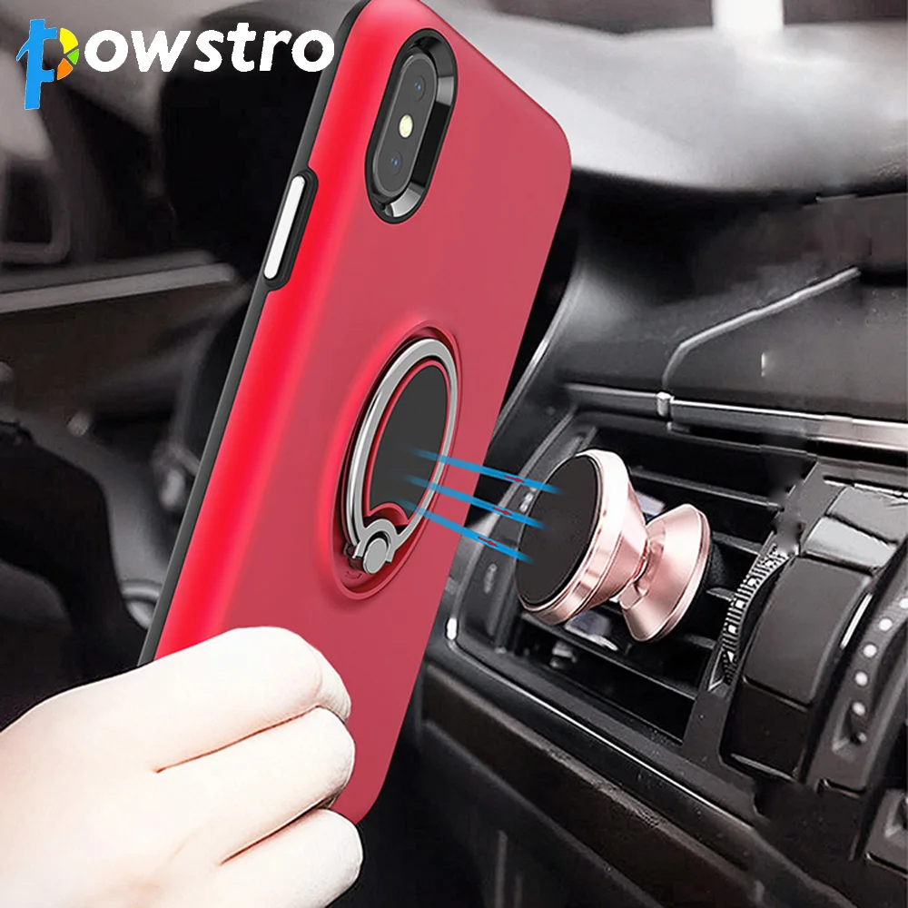 Powstro Ring Holder Phone Case For iPhone Soft Silicone Car