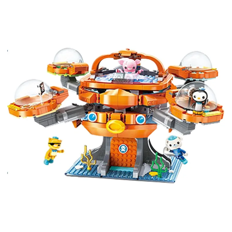 NO BOX Фильм серии Octonauts Серии 698 шт. Оранжевый Осьминог форта база Кирпичи Строительные блоки игрушки для детей Совместимые наборы создателей - Цвет: NO BOX