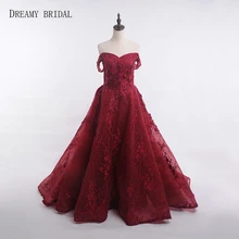 Мечтательный Свадебные Красные кружевные cексуальные вечерние платья с открытыми плечами Robe De Soiree бальное платье вечерние платья высокое качество, расшитые блестками, с цветочным узором