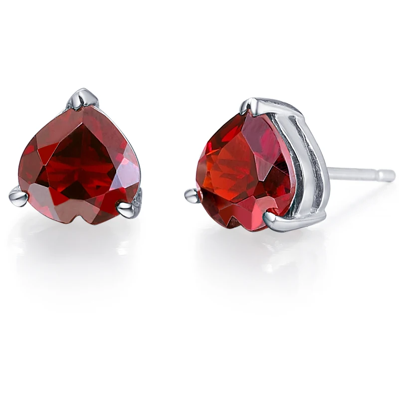 Natural Earring Stud 925 Sterling silver Woman Fine Elegant Red