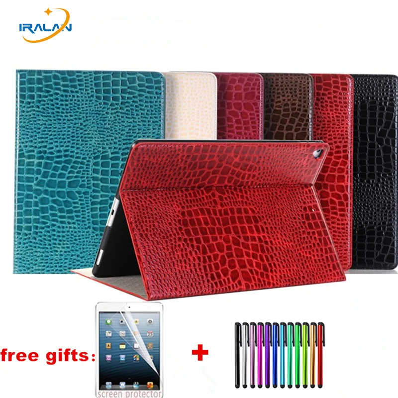 

for iPad Pro 12.9 2017 A1670/A1671 Crocodile pattern flip leather case with wallet Card Slots Flip Folio Stand Cover+film+stylus