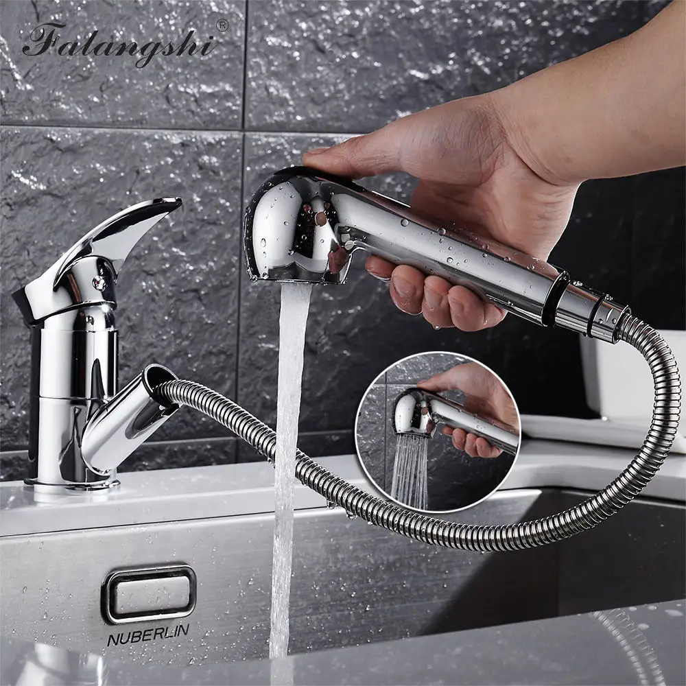 Pull Out Kitchen Sink Mixer Faucets Multi Color Cold And Hot Deck