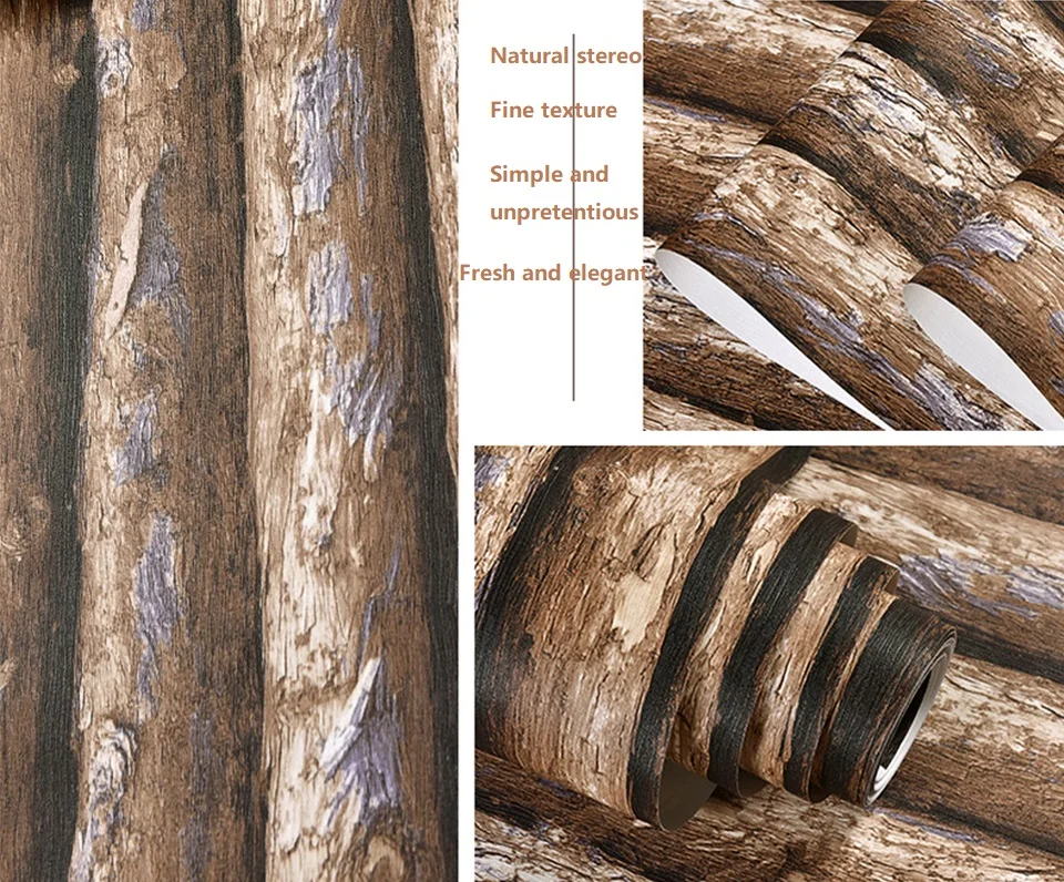 2019 современный Винтаж тиснением 3D Искусственного Дерева текстурированные обои Rolls для гостиная картины маслом на холсте Декор обоев
