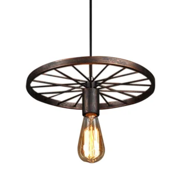 

Retro Iron Light Industrial Lamp Nordic Metal Wheel Lights Hanging Lamp E27 Indoor Lighting Ceiling Light Home Decor