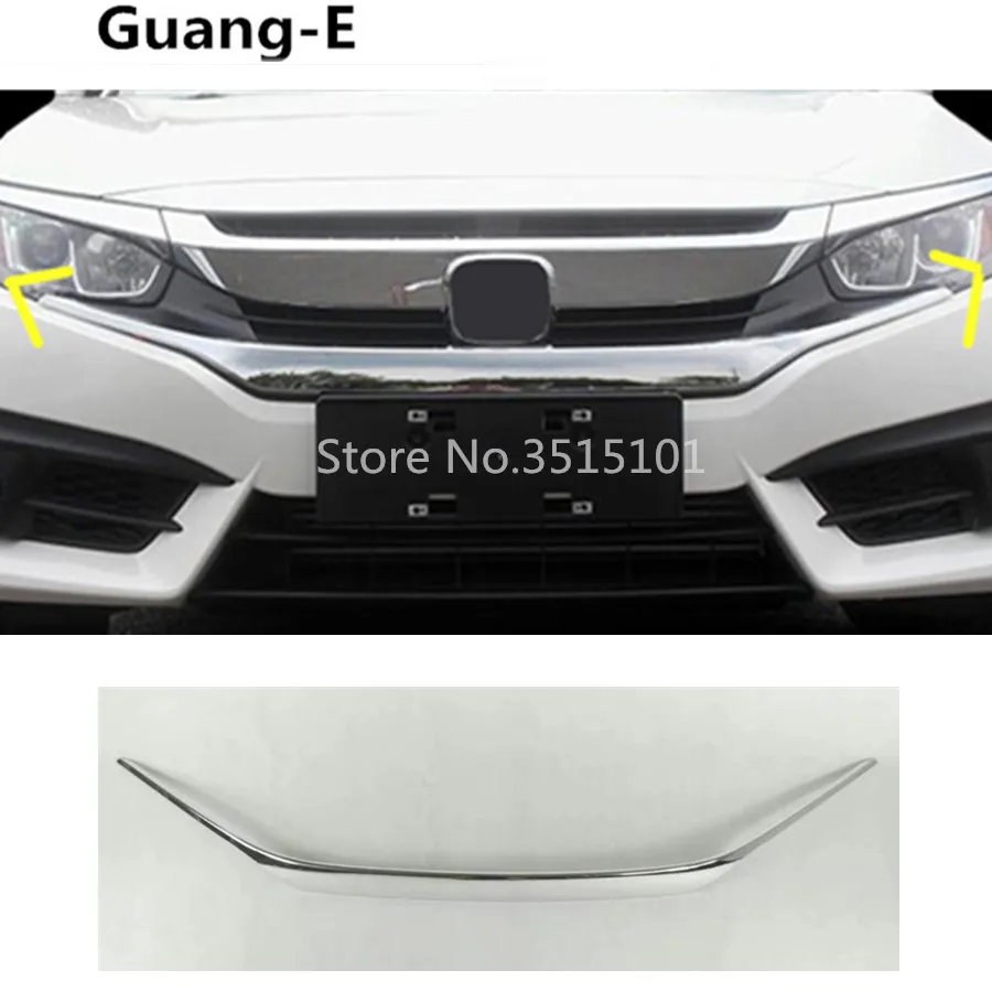 Car Styling Bumper Engine ABS Chrome Trim Front Grid Grill Grille Frame Edge For Honda Civic 10th Sedan 2016 2017 2018 2019 | Автомобили и