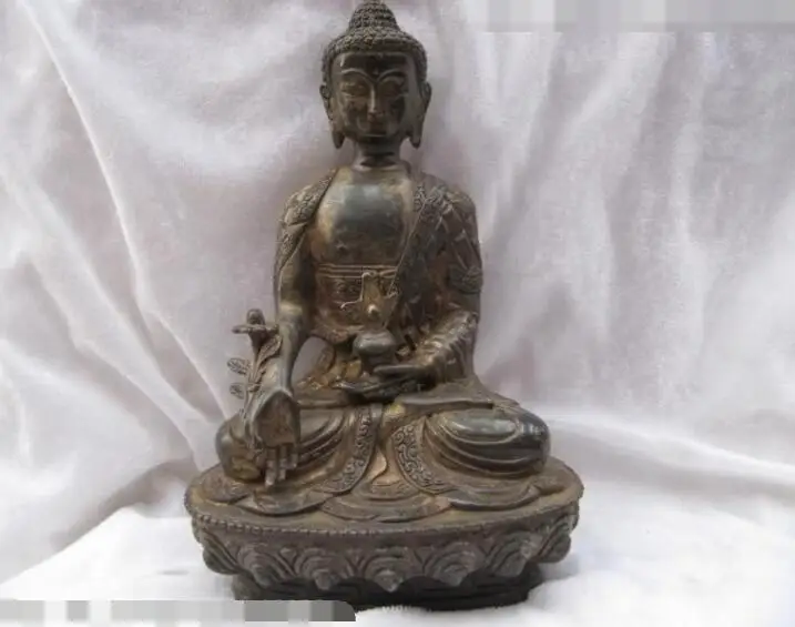 

S03763 9 inch Tibet Bronze Buddhas Robe Shakyamuni Amitabha Tathagata buddha Statue (B0328)