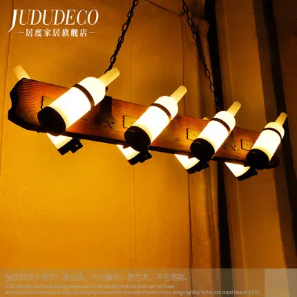 

8 head chandelier wood wooden bottle bar restaurant European style of the ancient American country