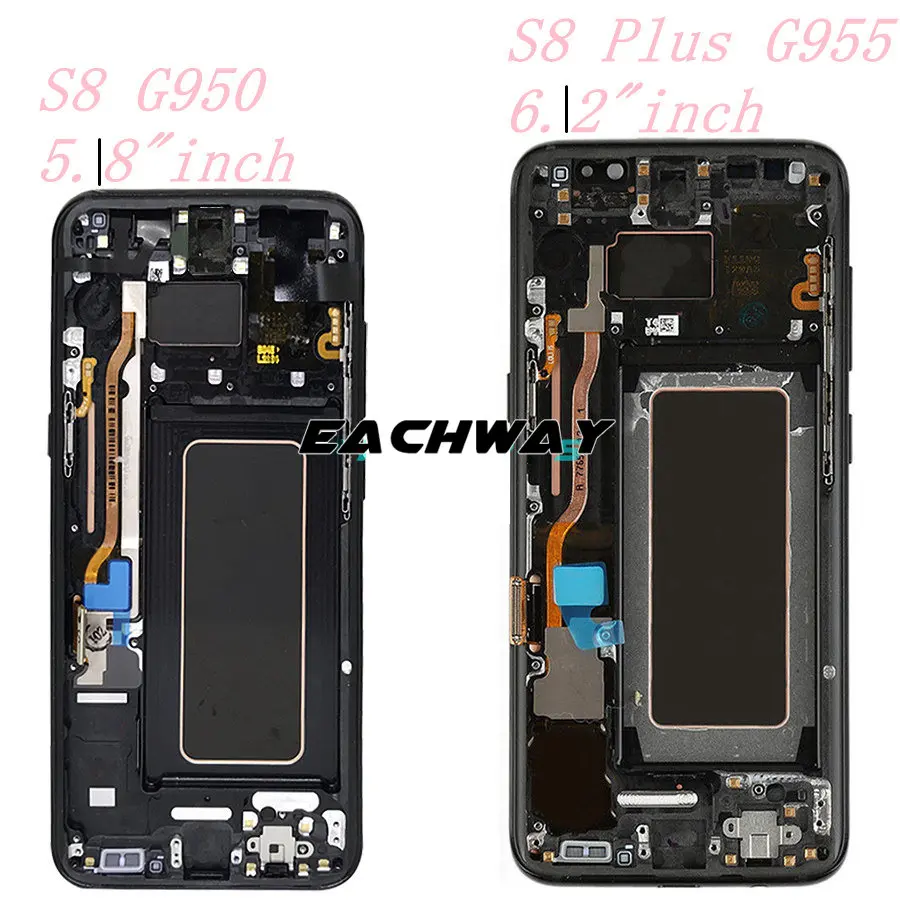SUPER AMOLED S8 ЖК-дисплей без Пиксели для Samsung Galaxy S8 g950 G950F Дисплей S8 плюс G955 G955F Сенсорный экран дигитайзер Рамка