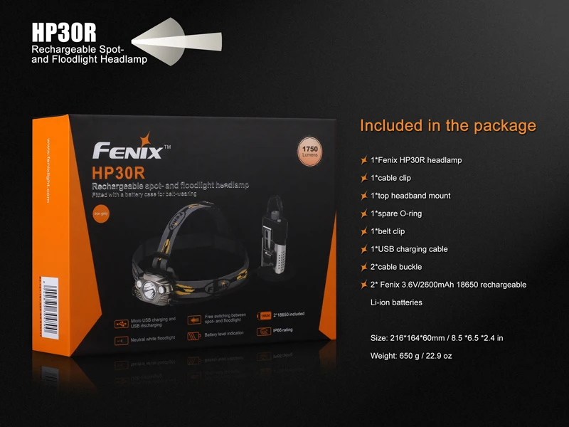 Fenix HP30R Rechargeable Spotlight and Floodlight Headlamp (15)