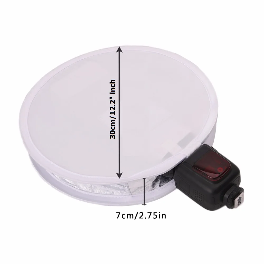12"/30cm Round Flash Diffuser Softbox &18% Grey/White/Black Card Board White Balance For Canon Nikon sony Pentax Yongnuo GODOX