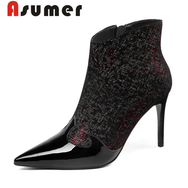 Pointu Femmes Cheville Hiver Cuir De Véritable Bout Arrivent Asumer rouge Mode Pour Talons Mince En Nouveau Vert Sexy Bottes Adulte Zip 2018 zCYAPq