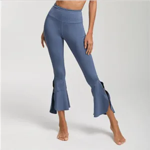 Высокие эластичные Леггинсы для йоги хип пуш-ап расклешенные брюки с высокой талией расклешенные брюки спортивные брюки-клеш леггинсы для спортзала - Цвет: navy blue