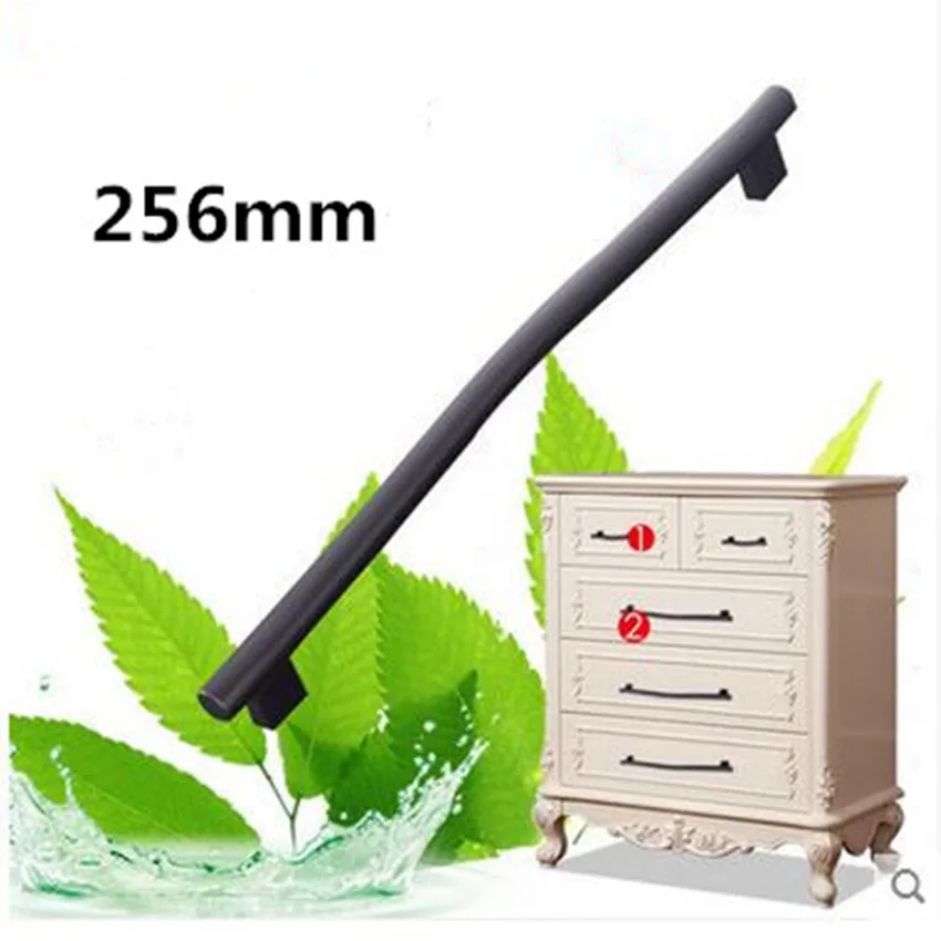 

256mm matte black modern furniture larger handle 10" fashion vintage black wardrobe kitchen cabinet dresser cupboard door pull
