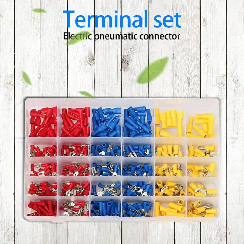 

480pcs Electrical Cable Wiring Connector Insulated Cold-pressed Terminals Copper + PVC + Tin Insulated Terminal Kit for Home DIY