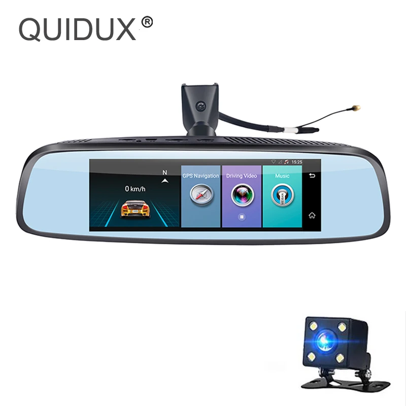 QUIDUX Автомобильное зеркало заднего вида 8 0 &quotIPS 4G DVR ADAS GPS Navigetor FHD 1080P видео камера