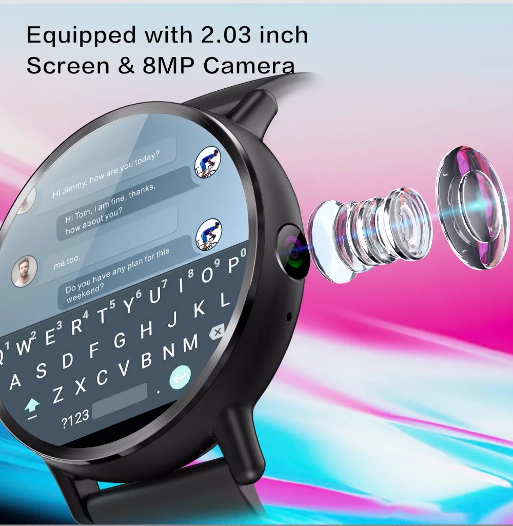 900 мАч Android 7,1 LTE 4G Sim wifi 2,03 дюймов камера 8 МП gps Частота сердечных сокращений IP67 водонепроницаемые Смарт-часы для LEM-X умные часы для мужчин