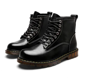 

Winter Indestructible Shoes Genuine Leather Boots Men High Top Black Non-slip Shoes Men Work and Safety Boots Outdoor Round Toe