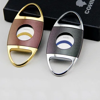 

COHIBA Finish Stainless Steel Dual Blades Cigar Cutter Scissor With Gift box