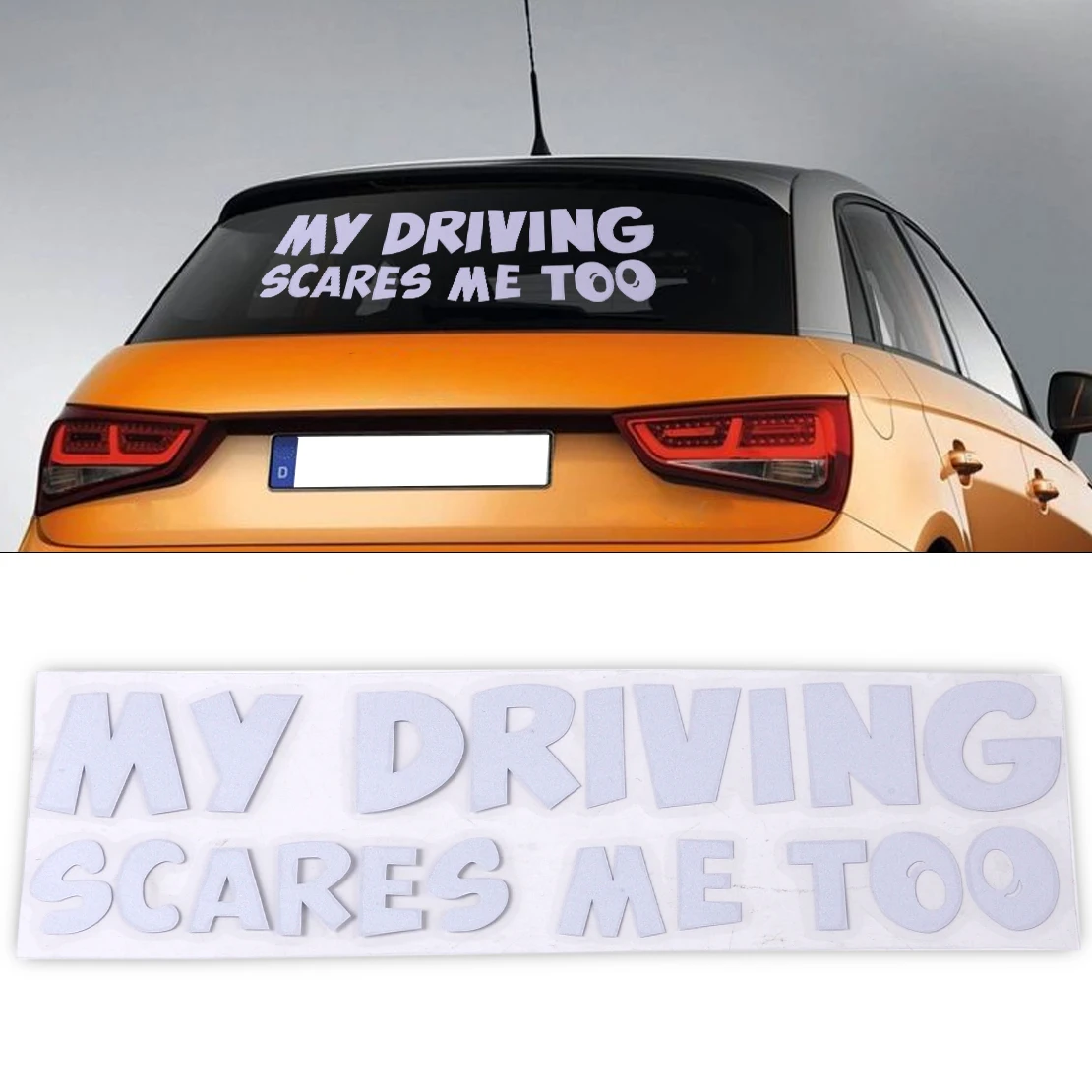 DWCX 20 см x 6 белая забавная наклейка для вождения My Driving Scares Me Too Car Window Van JDM на заказ