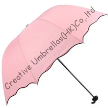 Водный цветок печатных, 90 T полиестер, козырек от солнца, изменение цвета, арочная форма ручные зонты, три раза, принцесса, зонты