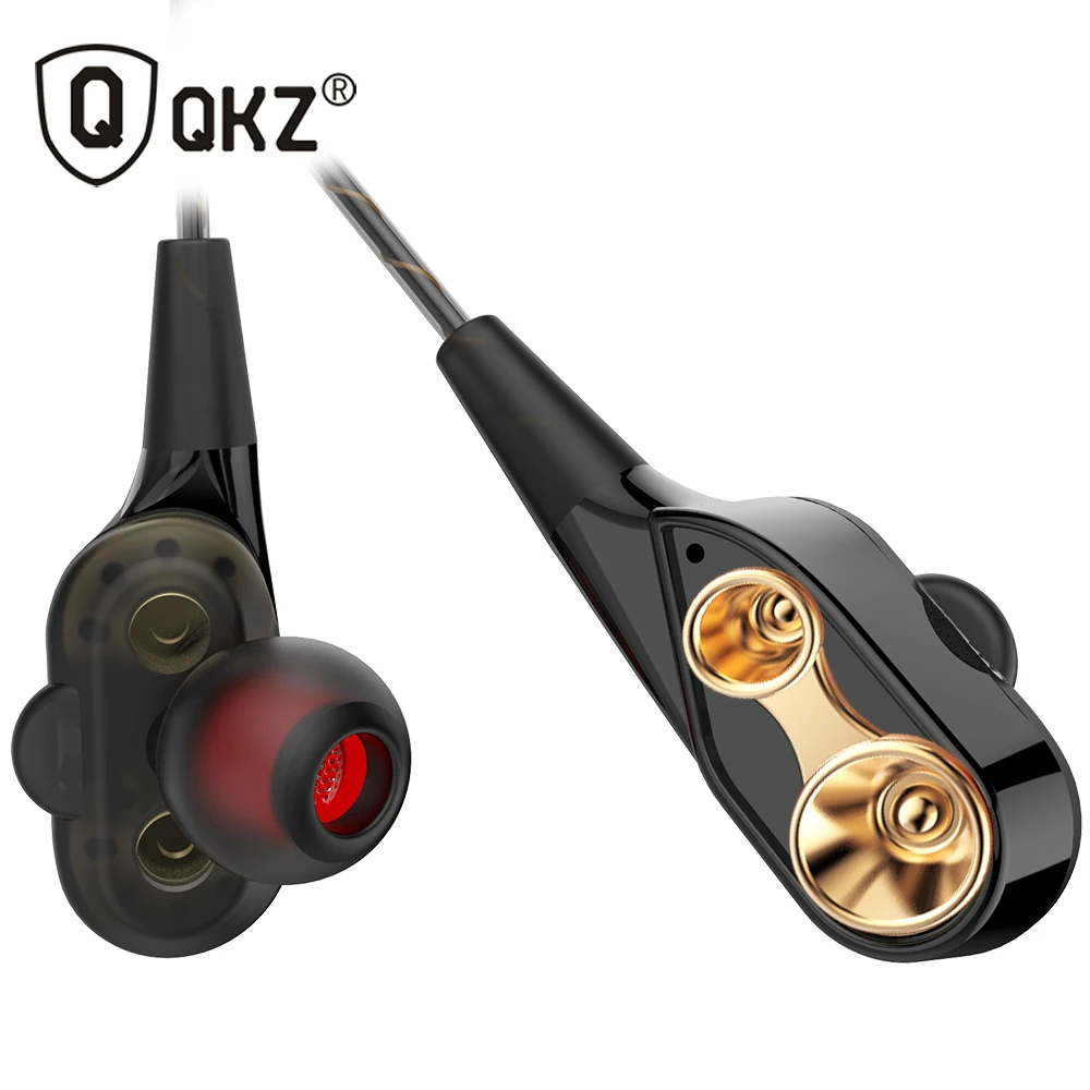 

QKZ CK8 Dual Driver Earphones Stereo Sport Running Headset HIFI Monitor Earbuds Handsfree With Mic fone de ouvido Four colors