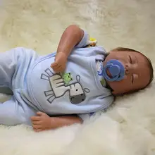 Reborn Baby Silicone Dolls Lovely 18 Inch Newborn Boy Babies Lifelike Toy Sleeping Doll With Clothes Kids Birthday Xmas Gift