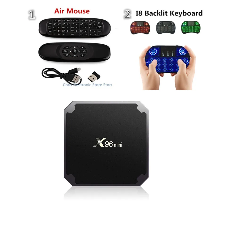 

Original X96 mini Android Set Top Box S905W Support 2.4GHz WiFi 1G 8G 2G 16G H.265 100M LAN X96Mini Smart TV Box With IR Cable