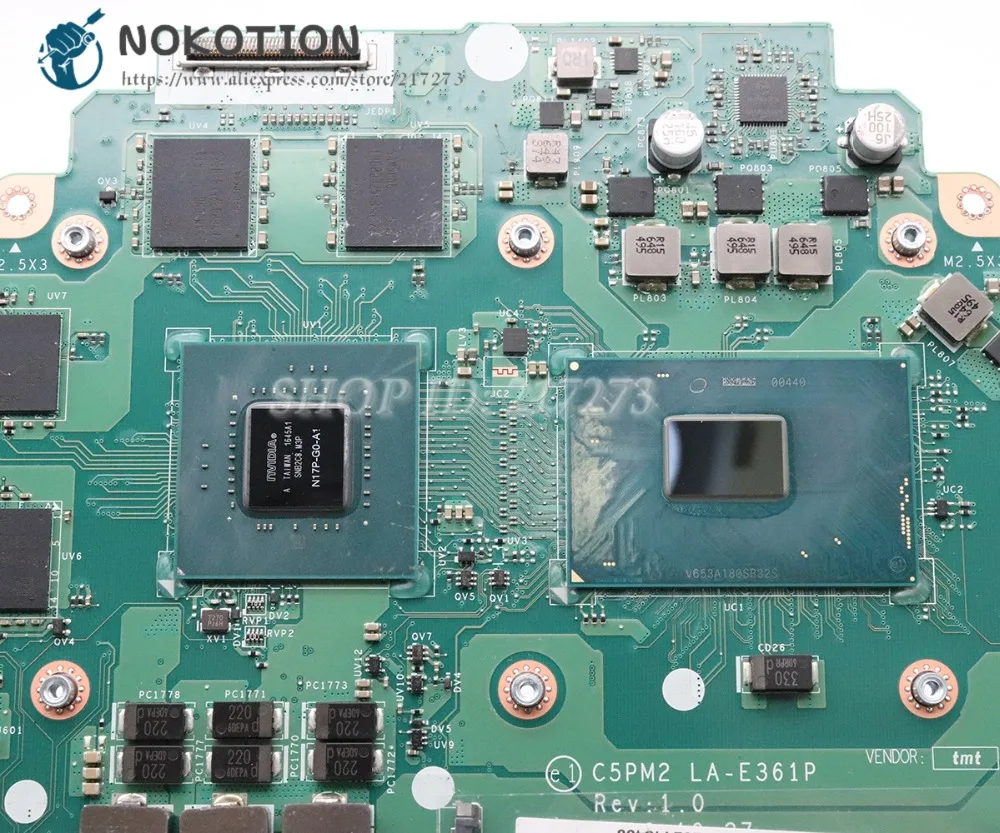  NOKOTION For Acer aspire VX5-591 VX5-591G Laptop Motherboard I7-7700HQ CPU DDR4 GTX 1050 C5PM2 LA-E