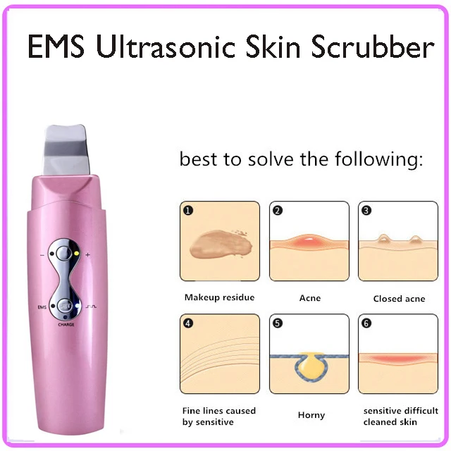 

Skin Care Ultrasonic Galvanic Ion Skin Scrubber Exfolation Peeling Machine Portable Rechargeable