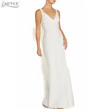 Wholesale 2016 new Winter Maxi Dress Celebrity Runway White Bandage Dress V neck sleeveless Splitting Women Evening Party Dress