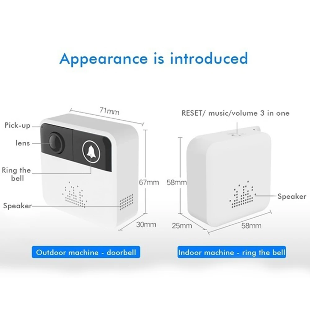 

XM 720P Intelligent Video Doorbell Wireless Intercom video-eye doorbell Remote Monitoring Electronic Doorbell Night View Smart