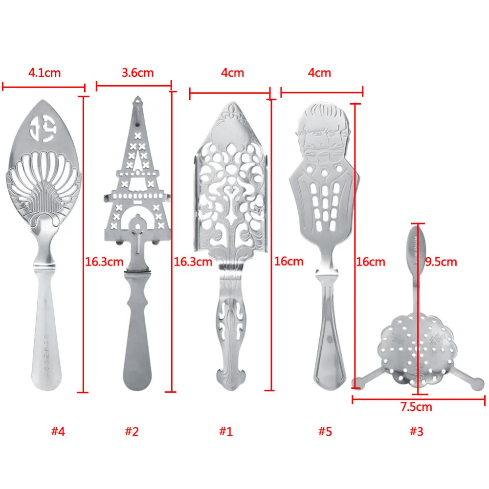 5 шт. нержавеющая сталь ложка для абсента коктейль бар посуда горький Совок Absinthe стеклянная чашка посуда для напитков ложки для питья фильтр