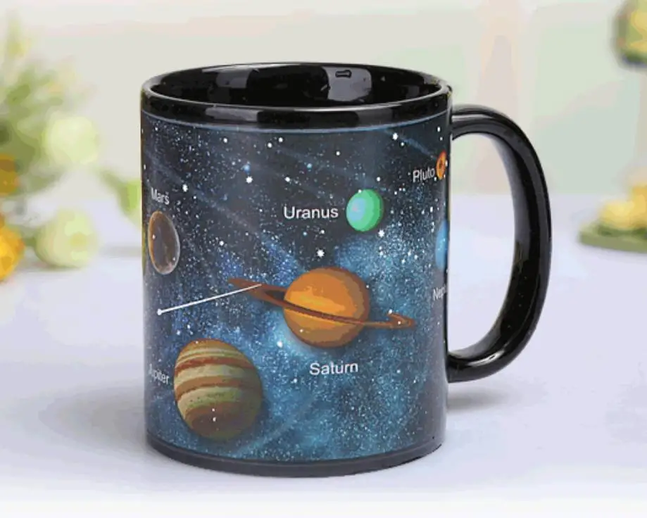 Magic Mug Black Solar system Temperature Changing Cup Hot water change color Ceramic cup mug Creative gifts MAZWEI | Дом и сад