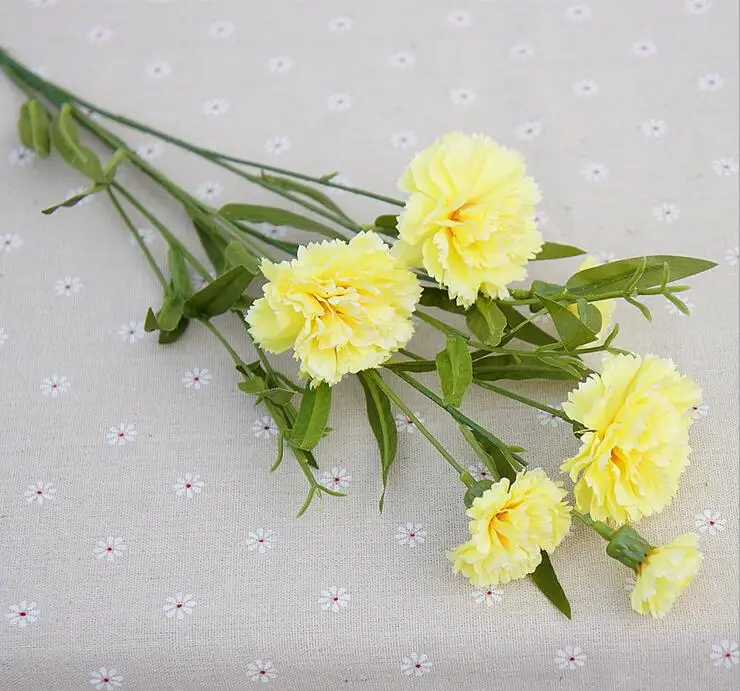 Настоящее прикосновение цветы шелковая Гвоздика матери/учителя подарок украшение для дома/для свадьбы искусственные цветы - Цвет: Yellow
