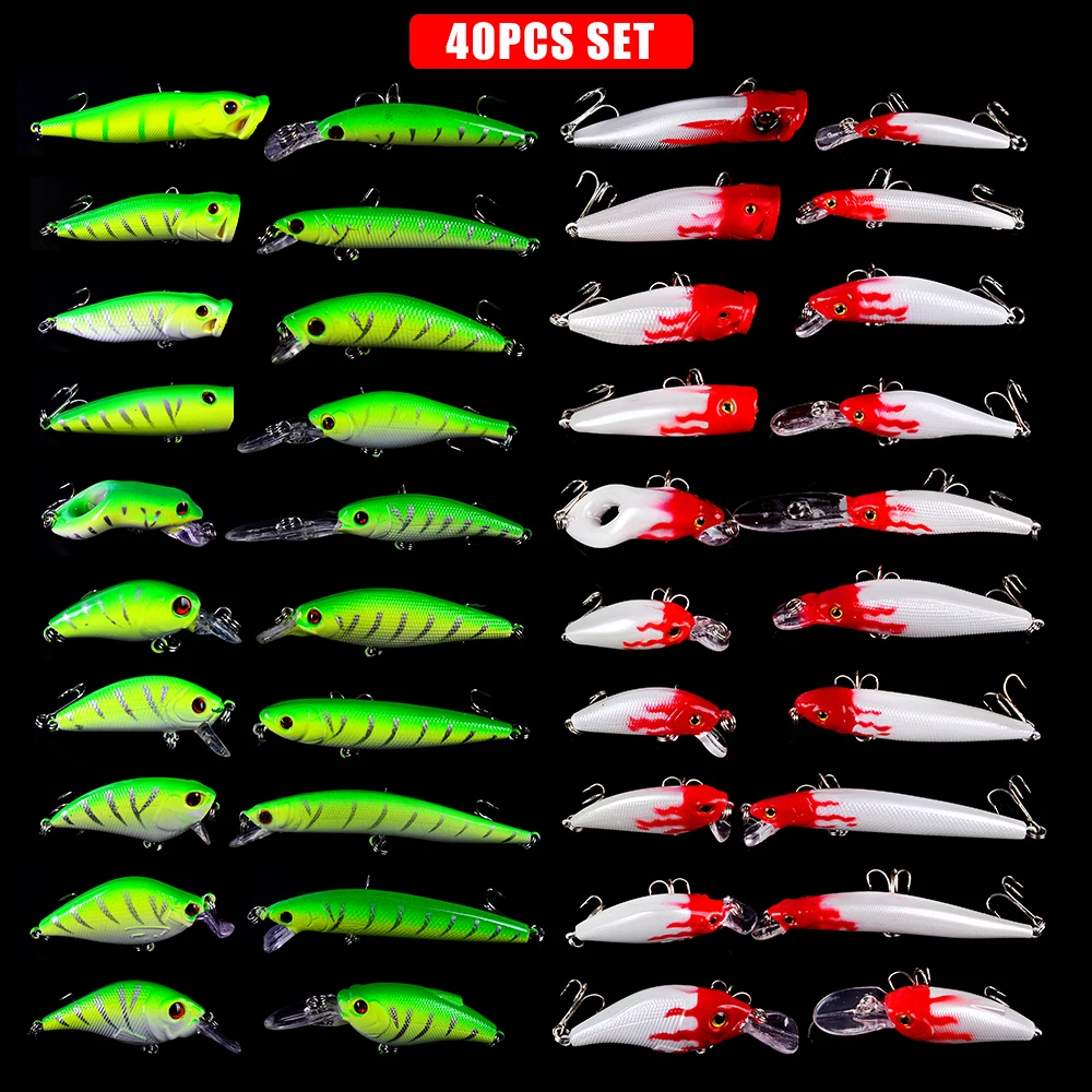 2018 40pcs/lot Mix Fishing Bait Set Mixed Fishing Tackle 40 Colors 2