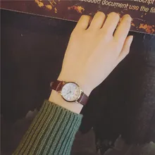 Luxe Vintage Or Argent Classique En Cuir Véritable Quartz Robe Montre-Bracelet Montres pour Femmes Femelle Noir Brun