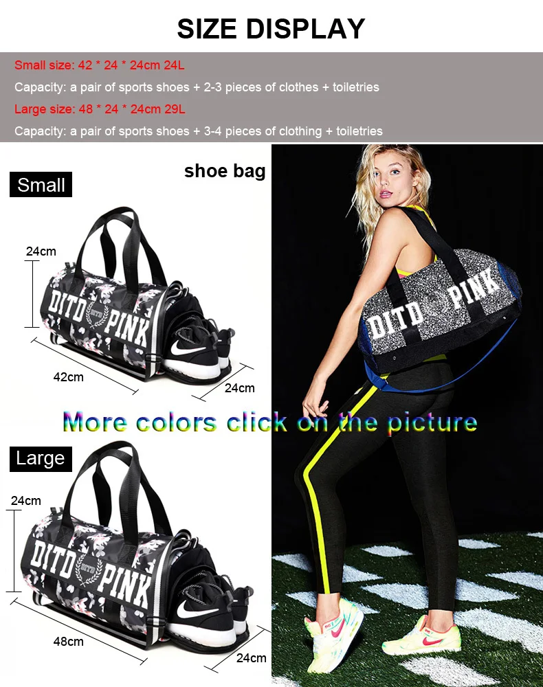 Pink/gray/black Women Men Gym Bag Fitness Shoulder Gird Strip Travel Bag Outdoor Yoga Bag With Shoes Storage Sac De Sport