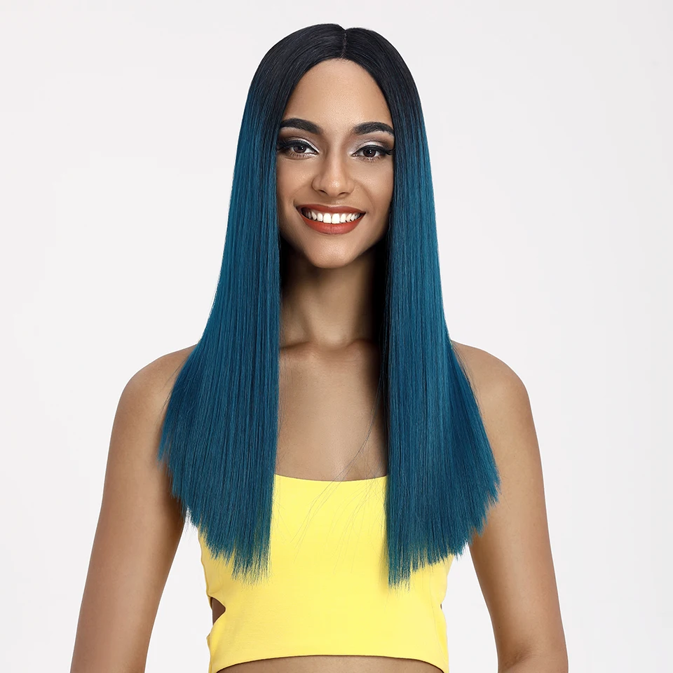 

Magic Hair 20"Inch Synthetic Lace Front Wigs Heat Resistant Wigs Ombre For Black Women Pink Black Long Straight Wigs