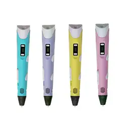 3D Ручка 2nd поколения PL-3D001 светодио дный дисплей DIY 3d принтер ручка с м 3 вида цветов 9 м ABS PLA 3d ручки для умных детей рисунок