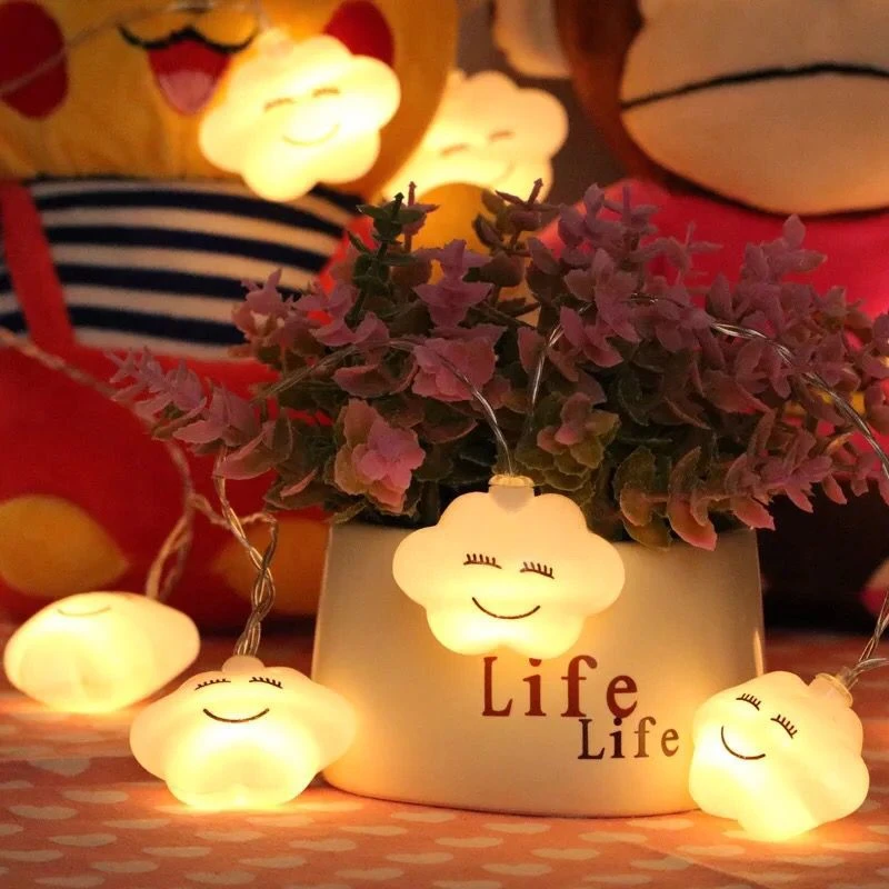 

10 LED Cloud String Lights Holiday 150cm Battery Powered Garden Xmas Party Wedding Living Room Indoor Decor Warm Lamp